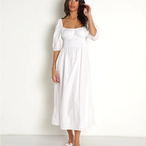 Faithfull the Brand Harmonita Midi Dress White Poplin, size XS - Picture 4 of 6